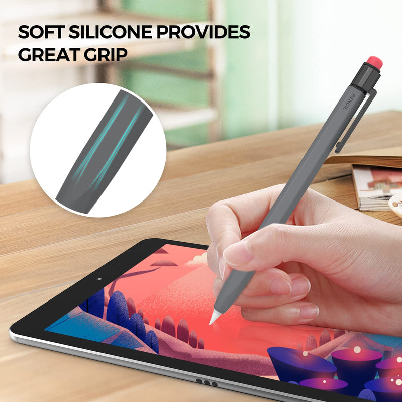 [Australia - AusPower] - TRONWIN iPencil Case for Apple Pencil 1st Generation Sleeve Silicone Protective Cover Perfect Grip Skin Classic Design with Sturdy Clip Compatible with Apple Pencil 1st Generation (Deep Gray) Deep Gray 