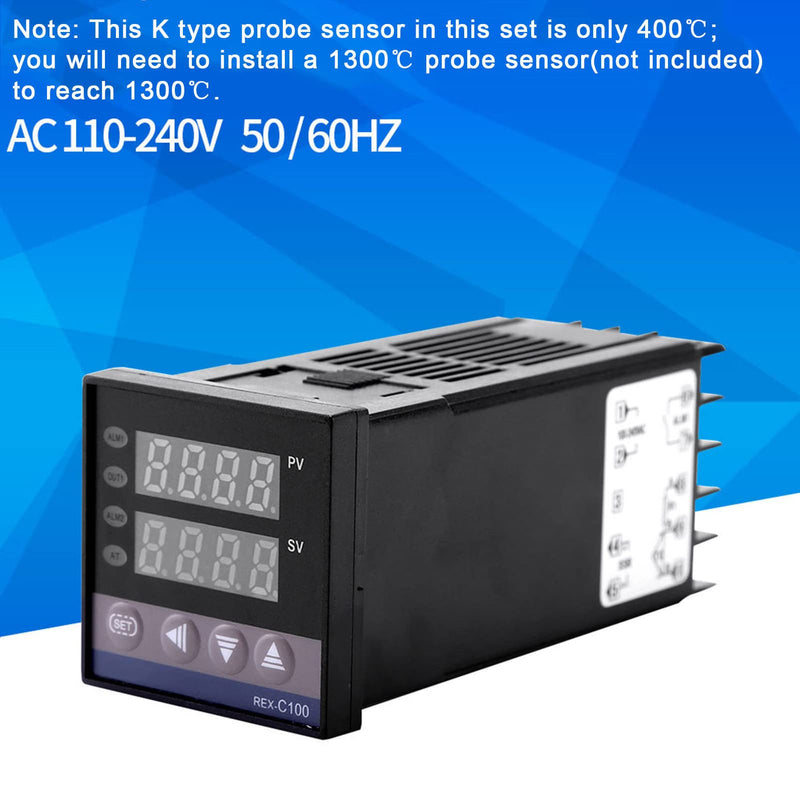 [Australia - AusPower] - REX-C100 AC110V-240V 0℃~1300℃ Alarm Digital LED Temperature Controller 