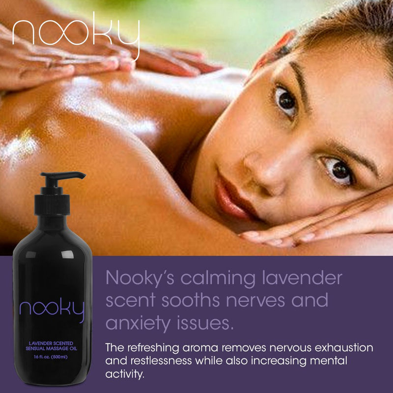 [Australia - AusPower] - Nooky Lavender Massage Oil. with Essential and Jojoba Oils for Therapeutic Massaging 16 Ounce. 