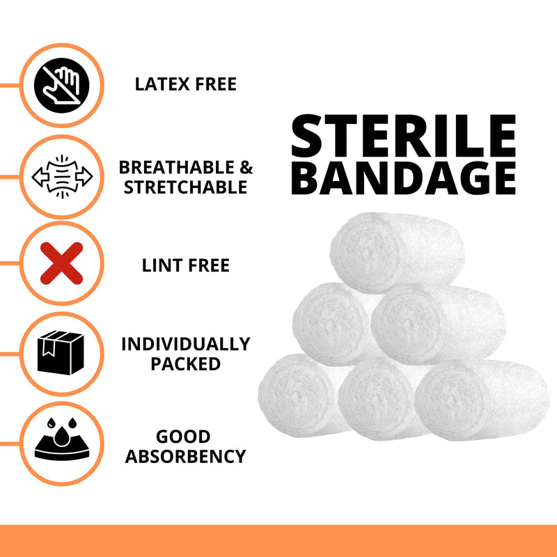 [Australia - AusPower] - 8 Pack Sterile Gauze Stretch Bandage Roll, 4 Inch X 4 Yards 6 Ply Approved, Used for Wound Care, Easy to Use Cotton Ply Rolled Hand Wrap Dressing Ankles & Knees. Add to First Aid Supplies 
