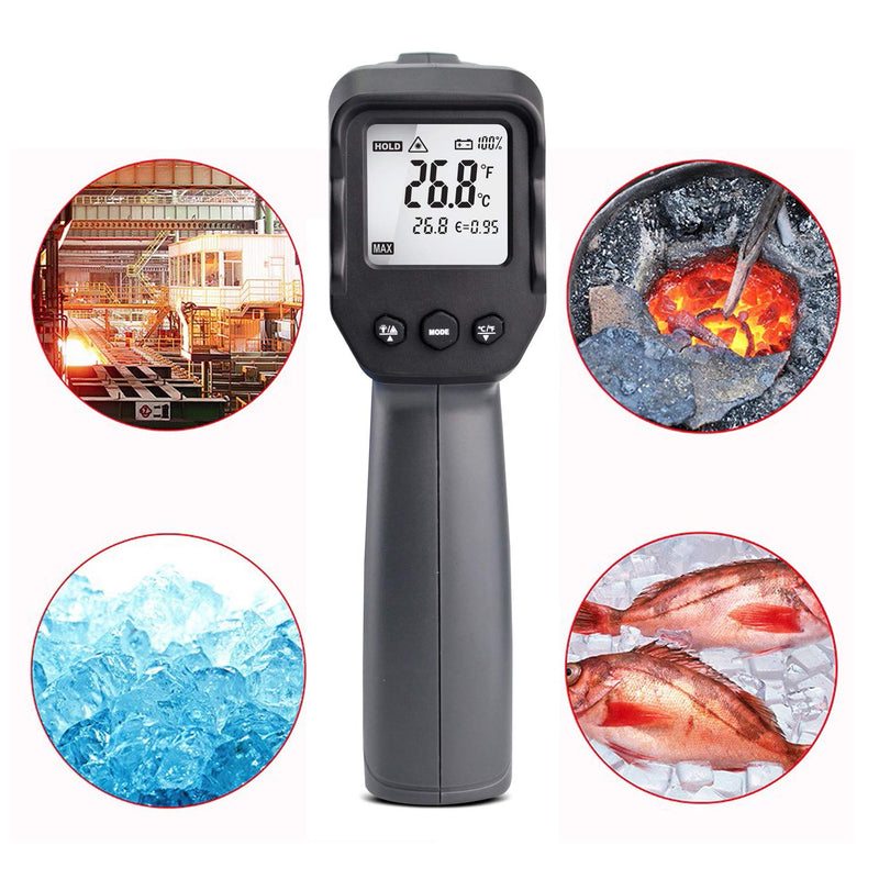 [Australia - AusPower] - Kaemeasu Digital Infrared Thermometer -58℉-2012℉ (-50℃ to 1100℃) Dual Laser Multipurpose Temperature Gun,High/Low Temperature/Max/Min/Average/Difference Measuring,Power Percentage Display KM-IT1100 