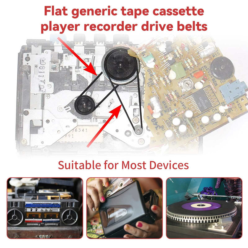 [Australia - AusPower] - Recorder Rubber Belts - Cassette Recorder Repair Maintenance Mix Flat Cassette Tape Machine Rubber Belts 40-135MM (50PCS) (Width 3MM) Width 3MM 