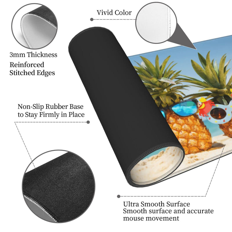 [Australia - AusPower] - Pineapple Mouse Pad Stitched Edge XL Large Mousepad 31.5" X 12" Rubber Base Non Slip Desk Mat for Laptop Pc Computer Gaming Pineapple 