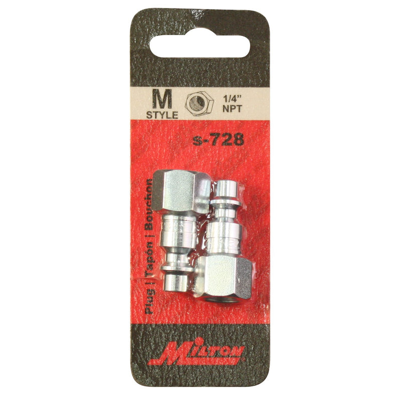 [Australia - AusPower] - Milton Industries S-728 1/4" FNPT M Style Plug - Pack of 2 