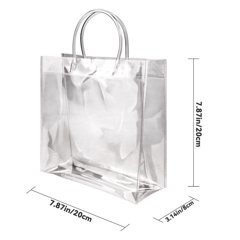 [Australia - AusPower] - BadenBach 16 PCS Clear Plastic Gift Bags with Handle,Reusable Transparent PVC Plastic Gift Wrap Tote Bag for Shopping Retail Merchandise Boutique Wedding Birthday Baby Shower Party Favor (7.87" x 7.87" x 3.15") 7.87" x 7.87" x 3.15" 