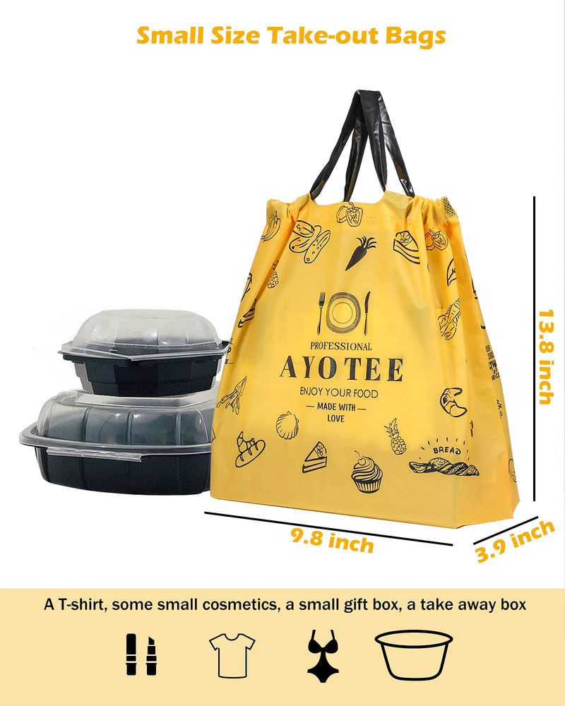 [Australia - AusPower] - AYOTEE Small Plastic Shopping Bags with Handles (Bulk 25 Counts), Reusable Take Out Bags / To Go Bags / Carry Out Bags / Plastic Bags for Food, Grocery, Restaurant, Catering, Delivery,Small Business-13.7''9.8''3.9'' Small/25 Counts 