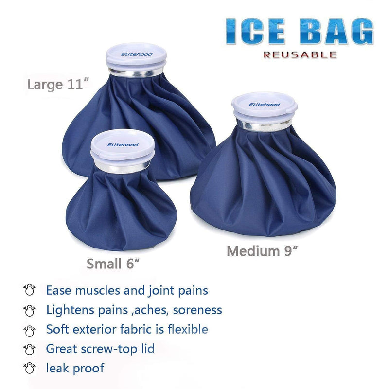 [Australia - AusPower] - Elitehood Ice Cold Pack Reusable Ice Bags Hot Water Bag for Injuries, Hot & Cold Therapy and Pain Relief with Elastic Breathable Support Wrap, 4-Pack, 3 Sizes (6"/9"/11"), (for Hot Therapy is 50-60℃) 