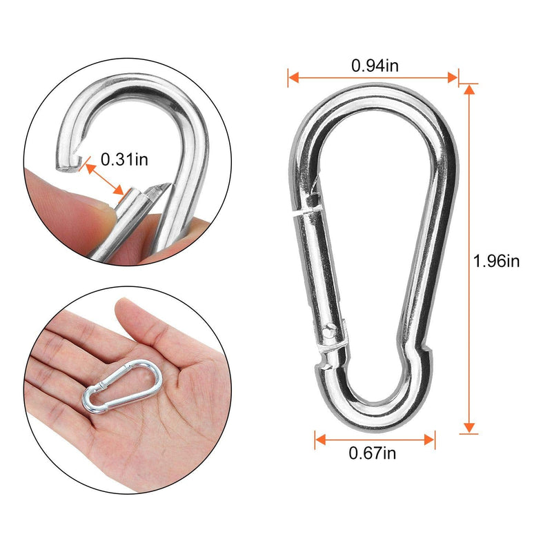 [Australia - AusPower] - 100 Pack Spring Snap Hook, Carabiner Clip Galvanized Steel, Silver Quick Link Clip Keychain for Camping, Hiking, Outdoor and Gym, Small M5 Carabiners for Dog Leash & Harness 