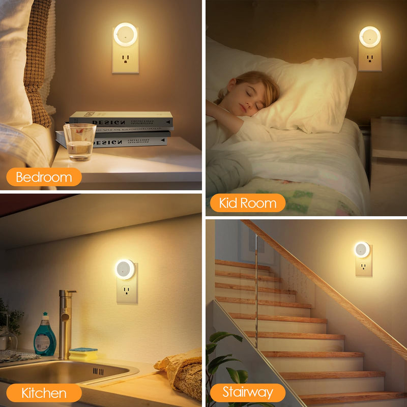 [Australia - AusPower] - FOLKSMATE LED Night Lights Plug in, Dimmable Nightlight Plug Into Wall with Light Sensor, Soft White Adjustable for Adults, Bedroom, Bathroom, 2-Pack 