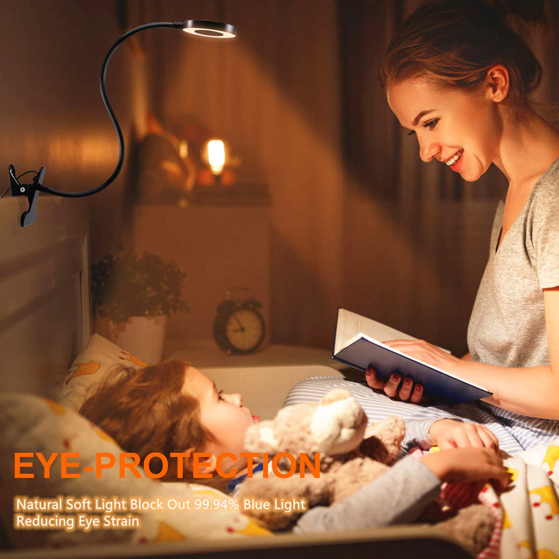 [Australia - AusPower] - Clip on Light Reading Lights , 48 LED USB Desk Lamp with 3 Color Modes 10 Brightness, Eye Protection Book Clamp Light , 360 ° Flexible Gooseneck Clamp Lamp for Desk Headboard and Video Conference 