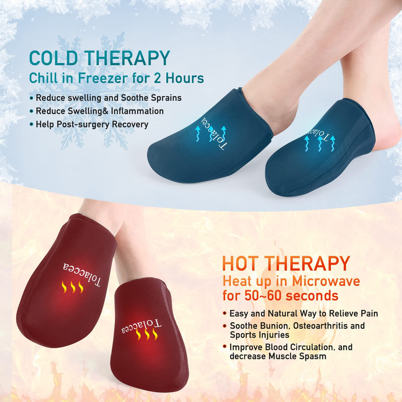 [Australia - AusPower] - Foot Ice Pack for Toes,Reusable Gel Ice Pack for Hot and Cold Therapies,Flexible Cold Pack for Foot Tendonitis, Plantar Fasciitis, Swelling, Sprained, Post-Surgery Recovery 1 Pair 