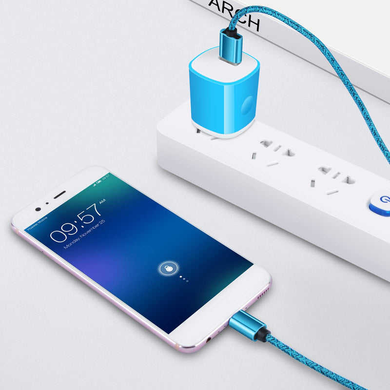 [Australia - AusPower] - USB C Wall Charger Dual Port Car Charger Type C Cable 6FT Android Phone for Samsung Galaxy a71 5g/10e/11/20/21/50/51,S22/S21/20/8/9,Google Pixel XL 2 2xl 3 3xl 4 4xl 5 5xl 3a 4a,Lg Stylo 4 5 6 LG G5/6 Blue 