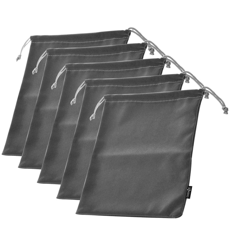 [Australia - AusPower] - Cosmos Set of 5 Premium Gray Travel Carry Drawstring Headphones Pouch Bag (Gray Color) 