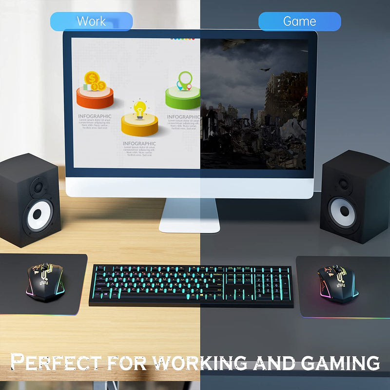 [Australia - AusPower] - UHURU Wireless Keyboard and Mouse Combo Set with WM-02Z Wireless Gaming Mouse Bundle 