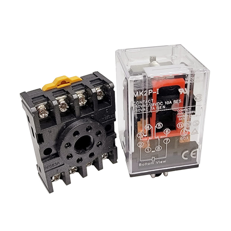 [Australia - AusPower] - MK2P-I DC 12V Coil 8 Pin 2NO 2NC DPDT Power Relay & Plug-in Terminal Socket Base DC 12V Electromagnetic Relay(Quality Warranty 1 Years) MK2P-I 