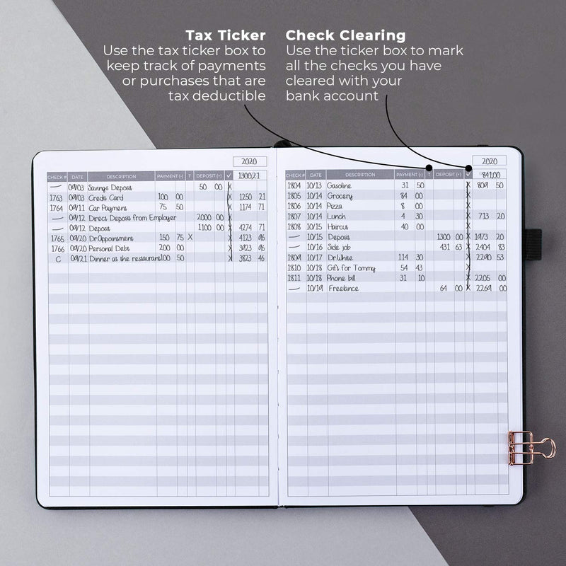 [Australia - AusPower] - Clever Fox Check Register – Deluxe Checkbook Log with Check & Transaction Registers, Bank Account Register Booklets for Personal and Work Use, A5 Hardcover - Black A5 (5.8'' x 8.3'') 