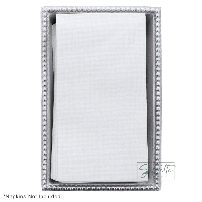 [Australia - AusPower] - Servette Home Napkin Holder Beaded Edge Metal Flat Napkin Box - Dinner Silver - Dinner Size 