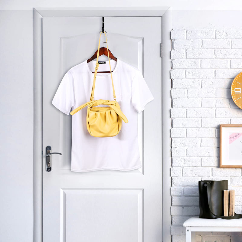 [Australia - AusPower] - Hotop Over Door Hooks 2 Pieces Single Over Door Hooks Valet Hooks Door Mounted Hooks Multi Hanging Storage Hanger Over Door Rack for Clothes Coats Towels Hats Scarves Purses Keys and More (Black) Black 