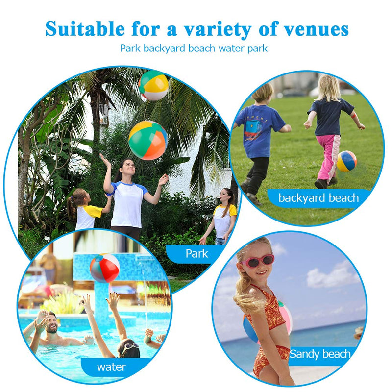 [Australia - AusPower] - Coogam Inflatable Beach Ball Classic Rainbow Color Birthday Pool Party Favors Summer Water Toy Fun Play Beachball Game for Kid Boys Girls 8 to 12 Inches from Inflated to Deflated (10 PCS) 