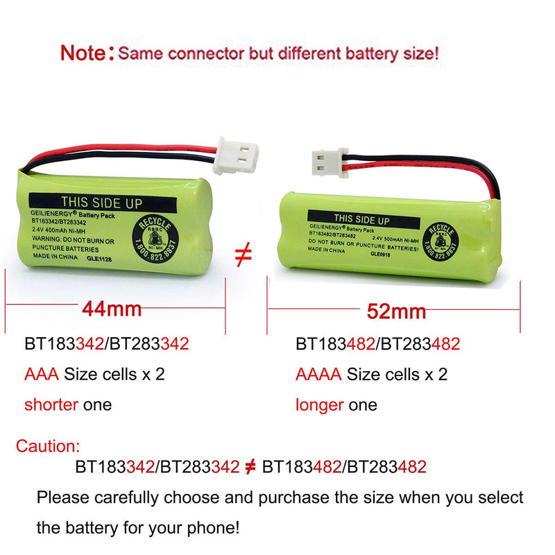 [Australia - AusPower] - Geilienergy BT183342 BT283342 BT166342 BT266342 BT162342 BT262342 Battery Compatible with Vtech CS6114 CS6419 CS6719 with AT&T EL52300 CL80112 CS6719-2 Cordless Handsets (Pack of 4) 4 PACK BT183342 