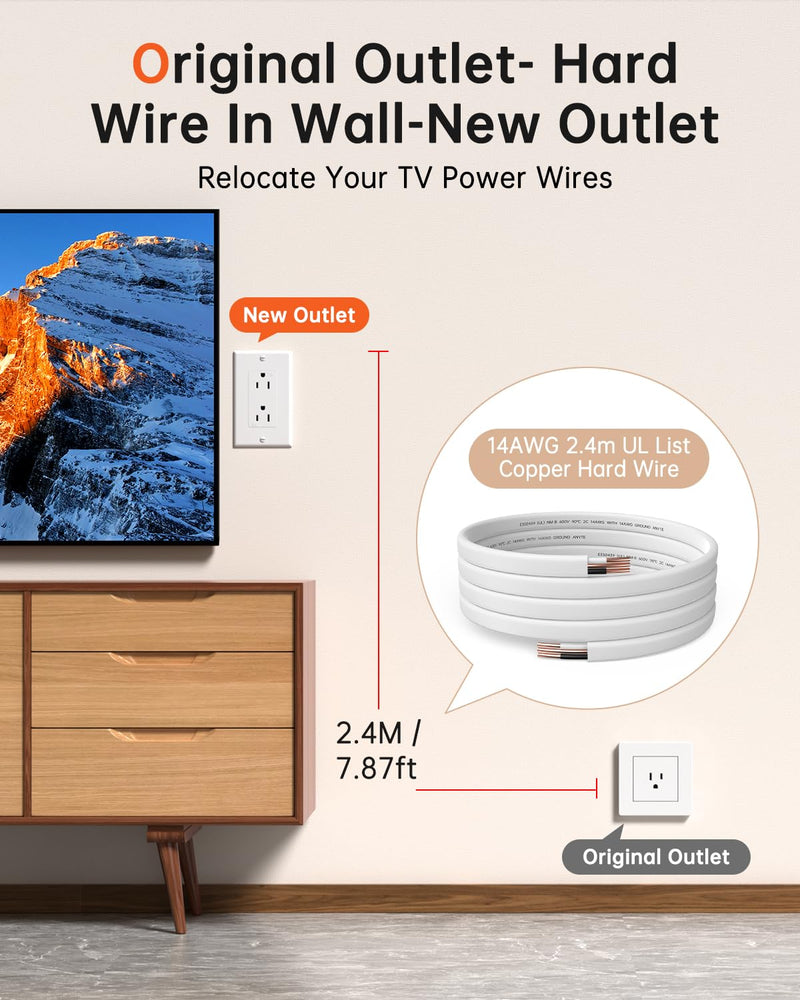 [Australia - AusPower] - ELECPOW In Wall Outlet Relocation Kit, Power Plug Outlet Extender for Relocating Unreachable Power Outlets, In Wall Power Outlet Plate Remodel & Relocation, 2 AC Outlets 