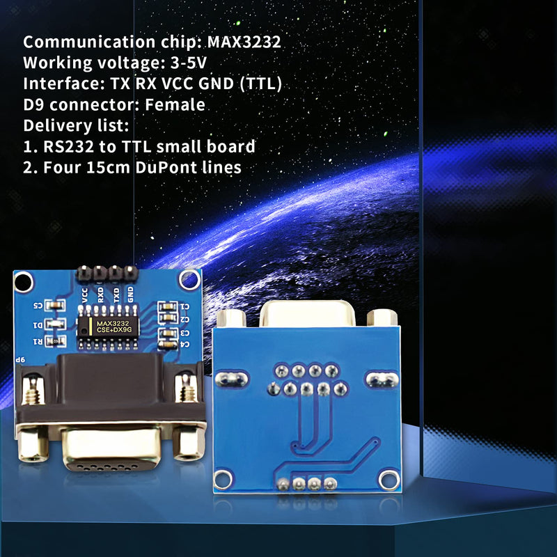 [Australia - AusPower] - Grades Like DVDDaFuRui RS232 to TTL Converter Module，5PCS MAX3232 3.3V to 5V RS2323 COM Serial Prot Board to TTL Connector for Arduino Microcontrollers 