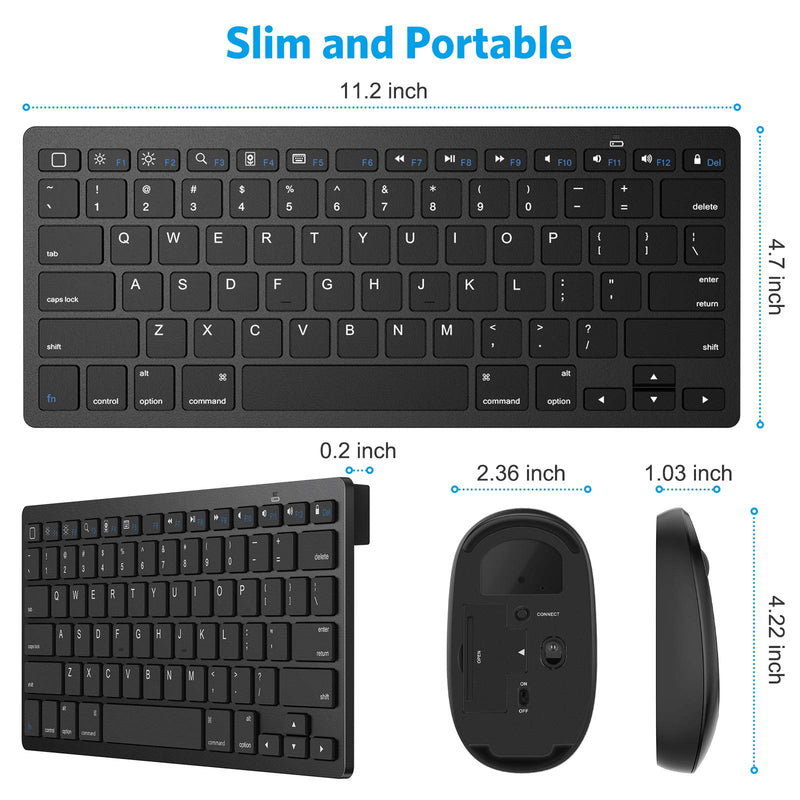 [Australia - AusPower] - OMOTON Bluetooth Keyboard and Mouse Combo, Wireless Keyboard Mouse for iPad Pro 12.9/11, iPad 9th/8th/7th Gen, iPad Air 4, All iPad (iPadOS 13 and Above), and Other Bluetooth Enabled Devices (Black) Black 