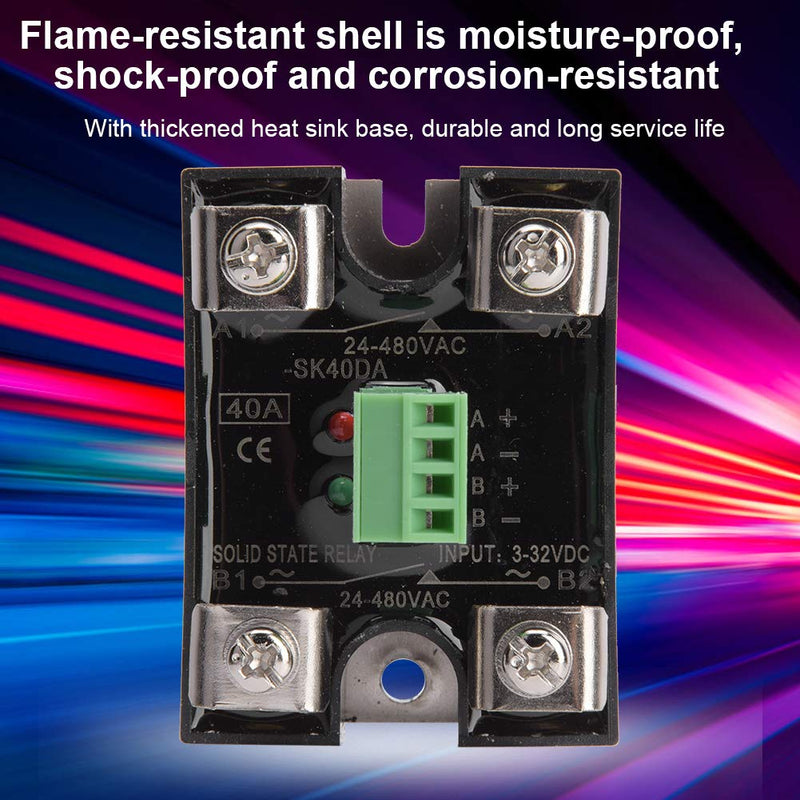 [Australia - AusPower] - Dual Channel DC Control Dual Channel AC Solid State Relay 24-480VAC Single Phase DC-AC SSR Relay Module(40A(BERM-SK40DA)) 