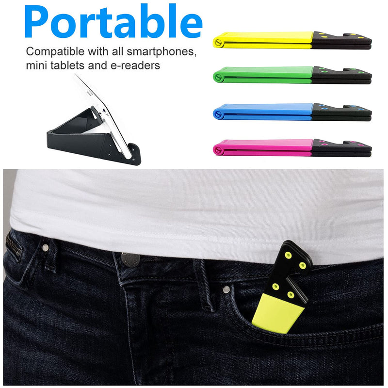 [Australia - AusPower] - VOVIGGOL Portable Cell Phone Stand for Desk 4 Pack, Foldable Pocket Travel Mobile Phone Holder, Upgrade Universal V Smartphone Kickstand Mount Compatible with iPhone iPad Tablet Kindle Android 4 Color 