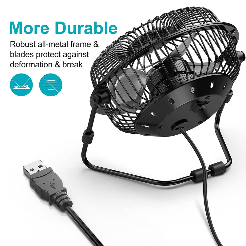 [Australia - AusPower] - Desk Fan, USB Fan With Enhanced Airflow 6 Inch Small Desk fan with Quiet Operation Portable Mini Table Fan for office/Desk/Bedroom/Home Black 