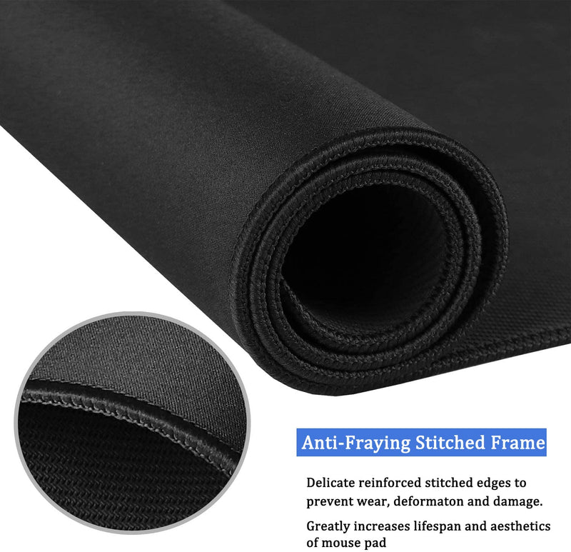 [Australia - AusPower] - Mouse Pad, Large Gaming Mouse Pad with Double Stitched Edges, 14.9 x 11.7 inches Premium-Textured & Waterproof Mousepad, Nonslip Natural Rubber Base Mouse pad for Laptop,Computer, Office, Home, Black 