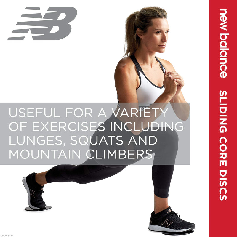 [Australia - AusPower] - New Balance Sliding Core Discs Workout Sliders - Fitness Ab Sliders Dual-Sided Pads (Carpet/Hardwood Floor) | Home Ab Exercise Equipment for Women, Men, Black/Grey 