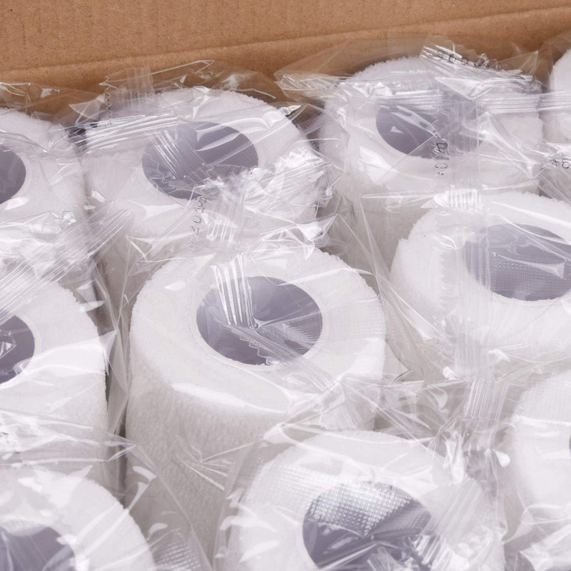 [Australia - AusPower] - TOBWOLF 12PCS Self Adhering Bandage, 3"x5yd / 7.5cmx4.5m Cohesive Elastic Bandage Wrap Gauze Roll, Breathable Sports Tape, Medical Vet Wrap for Wrist Ankle Knee Leg Sprains Swelling - White Pure White 3x180 Inch (Pack of 12) 