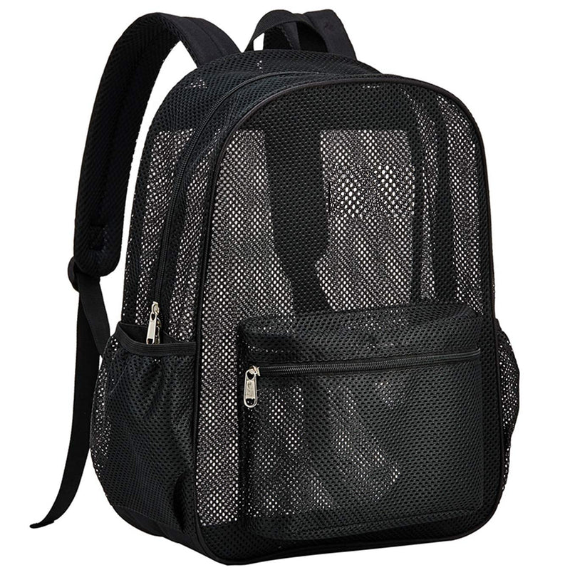 [Australia - AusPower] - Heavy Duty Semi-Transparent Mesh Backpack，See Through College Student Backpack Black 