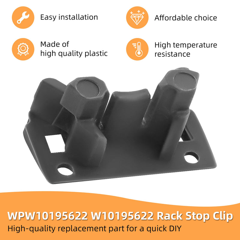 [Australia - AusPower] - AMI PARTS 2 Pcs WPW10195622 Dishwasher Rack Stop Clip,Upper Dishrack Slide Rail Rear Stop Replacement Fit for Whirl-pool Kitchen-Aid Ken-more Dishwasher Replaces WPW10195622VP,1872168,AP6016778 