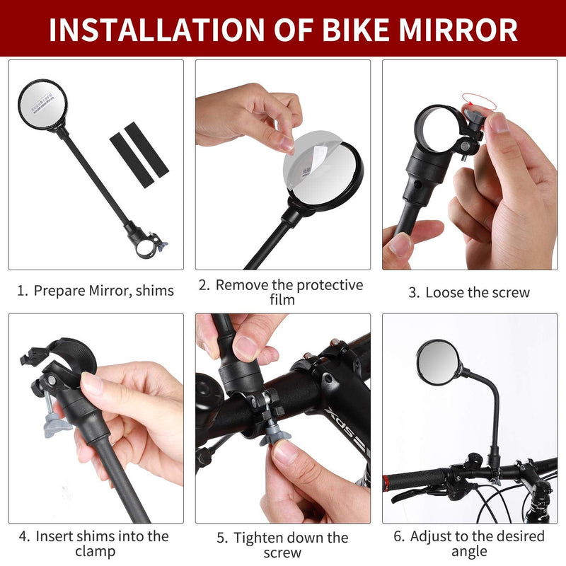 [Australia - AusPower] - West Biking Bike Mirror Handlebar Mount, Adjustable Rotatable Bicycle Rear View Glass Mirror, Wide Angle Acrylic Convex Safety Mirror for Mountain Road Bike Black - 1 Piece Convex Mirror 