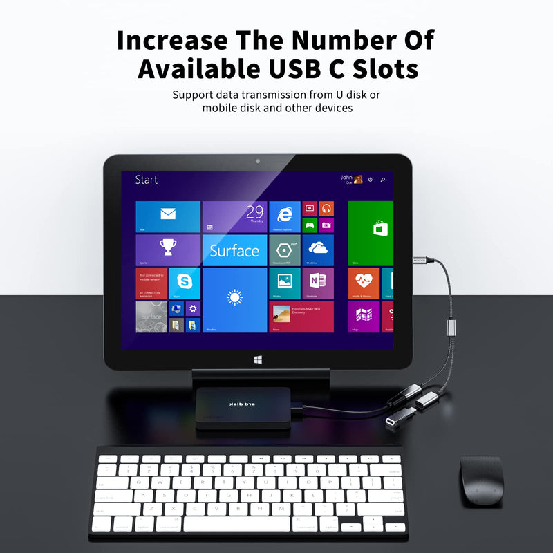 [Australia - AusPower] - USB C to USB C Female Adapter USB Y Splitter Cable,USB C Male to 2USB-C Female Cord Converter,Dual Double USB C Port Hub USB C Split Adapter for Mac,Xbox One Series X/S,PS4,PS5,Laptop(NOT for monitor) 1 pack Black 