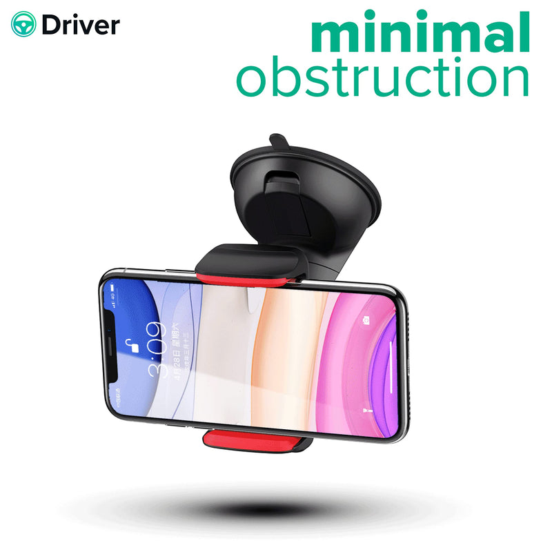 [Australia - AusPower] - DRIVER Car Phone Mount, 360 Degree Rotation Short Arm Dashboard Windshield Cell Phone Holder, Compatible with iPhone 12/11 Pro Max/11/XS/XR/X/8/7, Galaxy and More 