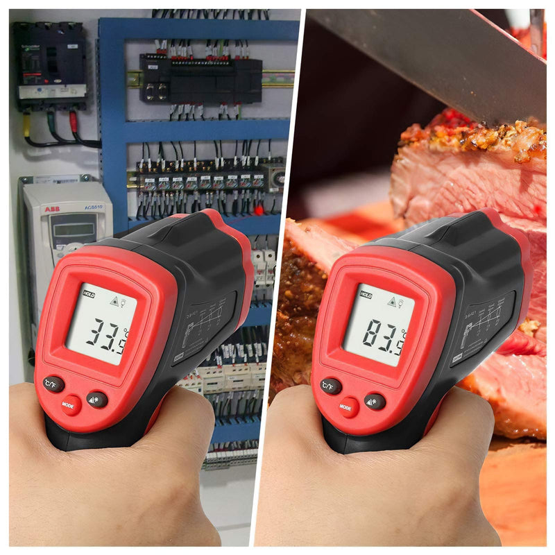 [Australia - AusPower] - Eventek Infrared Thermometer, -50°C~550°C (-58°F~1022°F) IR Laser Thermometer, Non-Contact Digital Temperature Gun for Kitchen Cooking,BBQ,Chocolate,Pizza,Industrial Red/Black【Non-Body use】 Red and Black 