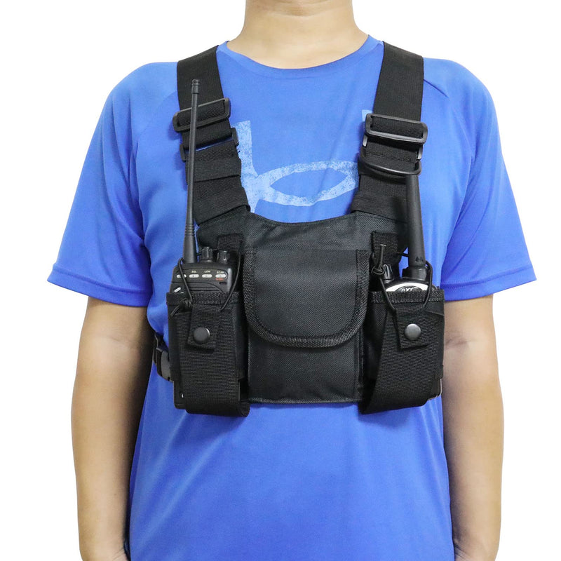 [Australia - AusPower] - Zkarabc Radio Shoulder Holster Chest Harness Holder Vest Rig for Two Way Radio Chest Front Pack Pouch Universal Walkie Talkies Case 