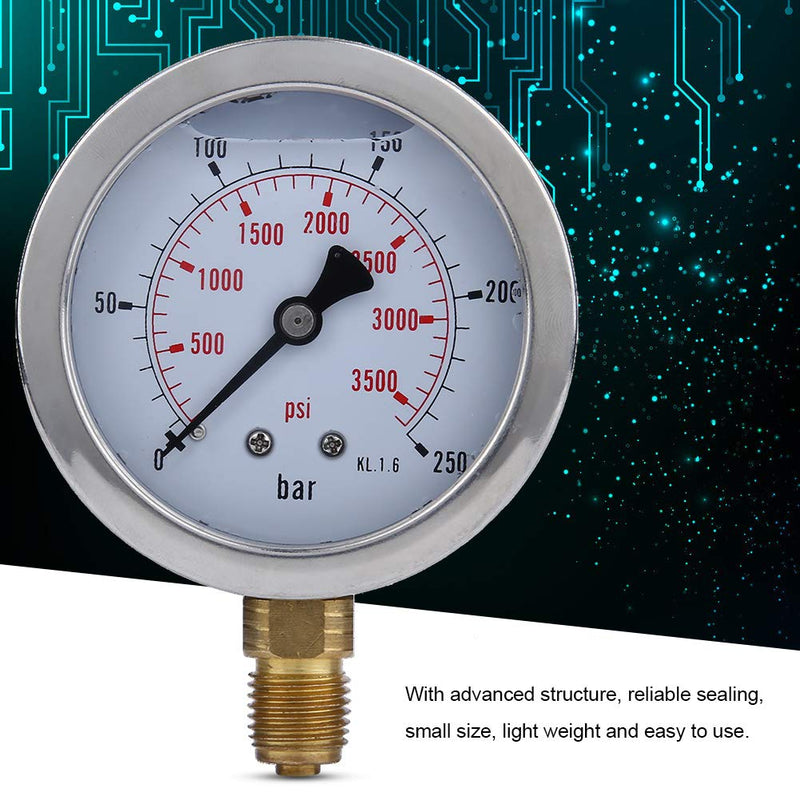 [Australia - AusPower] - Hydraulic Hose Pressure Test Coupling Point Kit, M16 2-BSP1 / 4 Pressure Gauge 250BAR/3600PSI with 1.5m/4.9ft Hose for Excavator Construction Machinery 