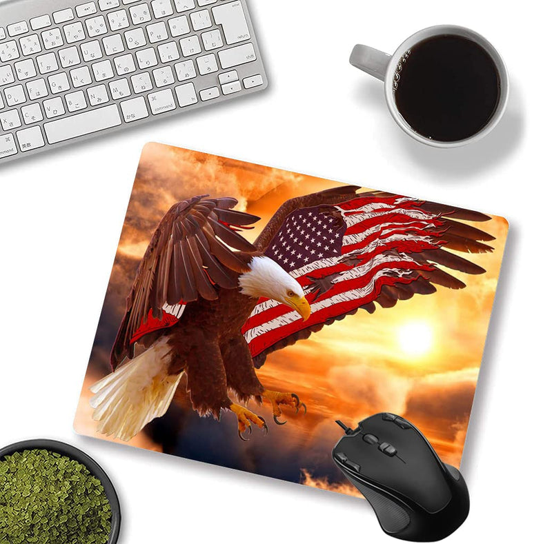[Australia - AusPower] - Custom Square Gaming Mouse Pad, Office Computer Mouse Pad, American Flag Eagle Anti-Slip Rubber Desktop Mouse Pad 