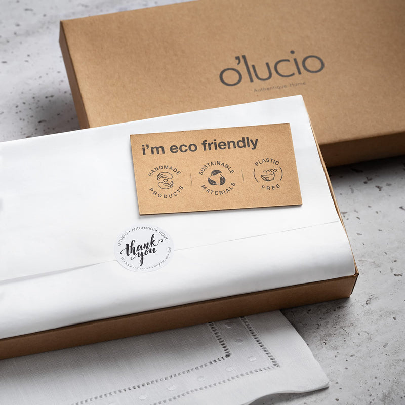 [Australia - AusPower] - O'lucio Home White Linen Napkins - 18 x 18 inch Hemstitched Dinner Napkins Embroidered Swiss Dot - Set of 4 Machine Washable Cloth Napkins, 100% French Flax Linen Natural Fabric 