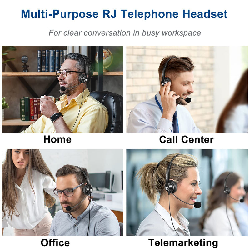 [Australia - AusPower] - Callez Corded Phone Headset with Microphone Noise Cancelling for Office Desk Phones, RJ9 Telephone Headset for Cisco Landline Phones 6941 7811 7841 7942 7945 7962 7965 8841 8845 8851 Plantronics M12 Black 