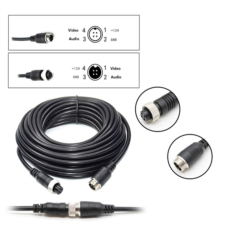 [Australia - AusPower] - Xenocam 16FT 5M Car Video Extension Cable 4-Pin Aviation Waterproof Shockproof for CCTV Rearview Camera Truck Trailer Camper Bus Motorhome Vehicle Backup Monitor System 4Pin Aviation cable 16ft 
