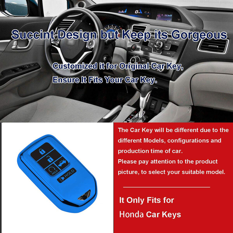 [Australia - AusPower] - SZJYLTC 5 Button Key Fob Case Cover for Honda 2019 Accord Civic Pilot Odyssey Passport CRV Smart Remote,Key Soft TPU Full Cover Protection Key Fob Shell Blue 