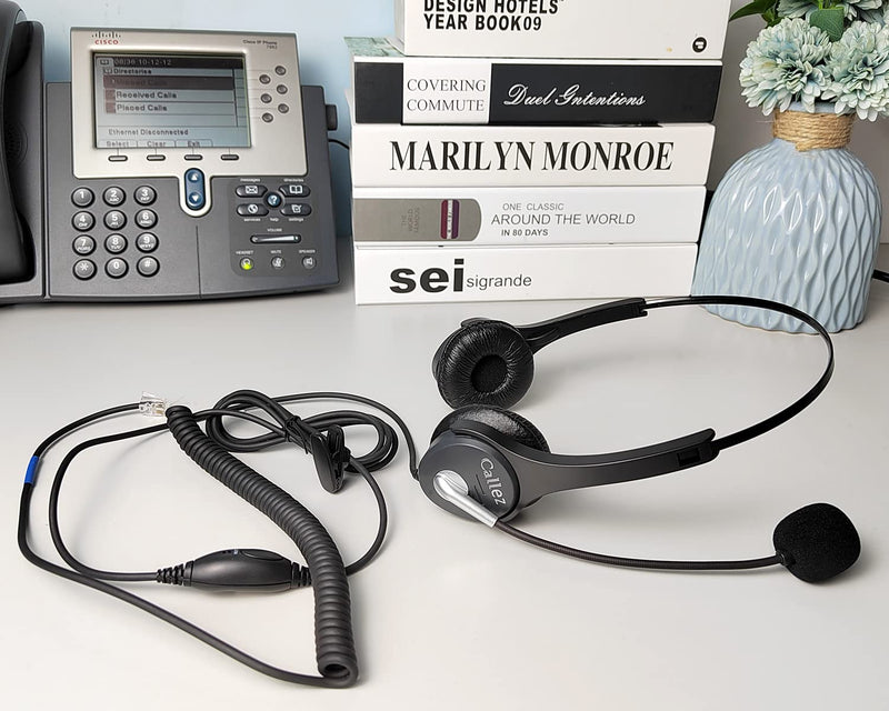 [Australia - AusPower] - Callez Cisco Phone Headset with Microphone Mute Switch, Corded RJ9 Telephone Headset for Cisco Office Landline Phones 6941 7811 7841 7941 7942 7945 7962 7965 7975 8841 8845 8851 8861 Plantronics M12 