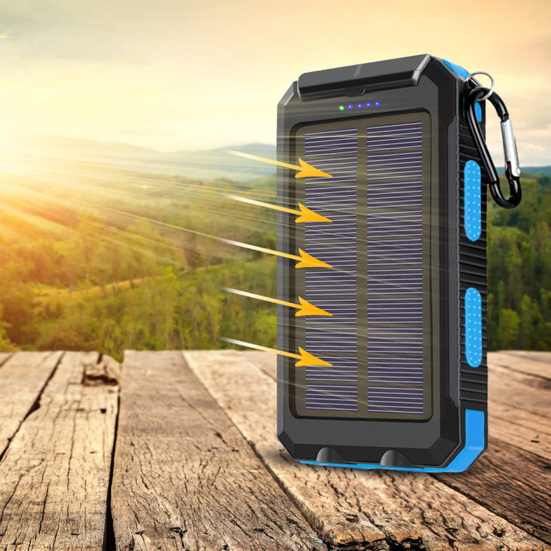 [Australia - AusPower] - Solar Charger 20000mAh Portable Solar Power Bank Waterproof External Battery USB Charger Built in LED Light with Dual 2 USB Port/LED Flashlights for All Smartphone, Android Cellphones 