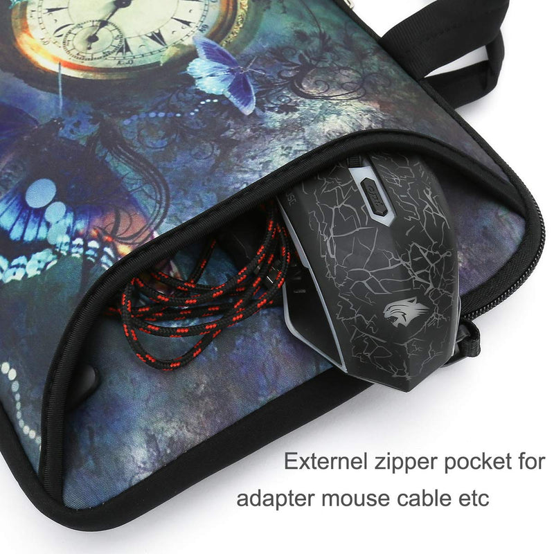 [Australia - AusPower] - RICHEN 11 11.6 12 12.5 13 inches Case Laptop/Chromebook/Ultrabook/Notebook PC Messenger Bag Tablet Travel Case Neoprene Handle Sleeve with Shoulder Strap (11-13.3 inch, Clock &Butterfly) 11-13.3 inch Clock & Butterfly 