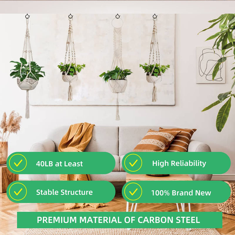 [Australia - AusPower] - Pack of 30 Screw Hooks for Outdoor String Lights, Q Hanger Outdoor Light Hooks with Safety Buckle, Windproof Ceiling Hooks for Hanging Christmas Lights, Fairy Lights, Plants and Cup, 2.2 Inches Black 6 Shaped Hooks 